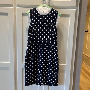 J. Crew Suiting Dress Navy Polka Dot, Size 8